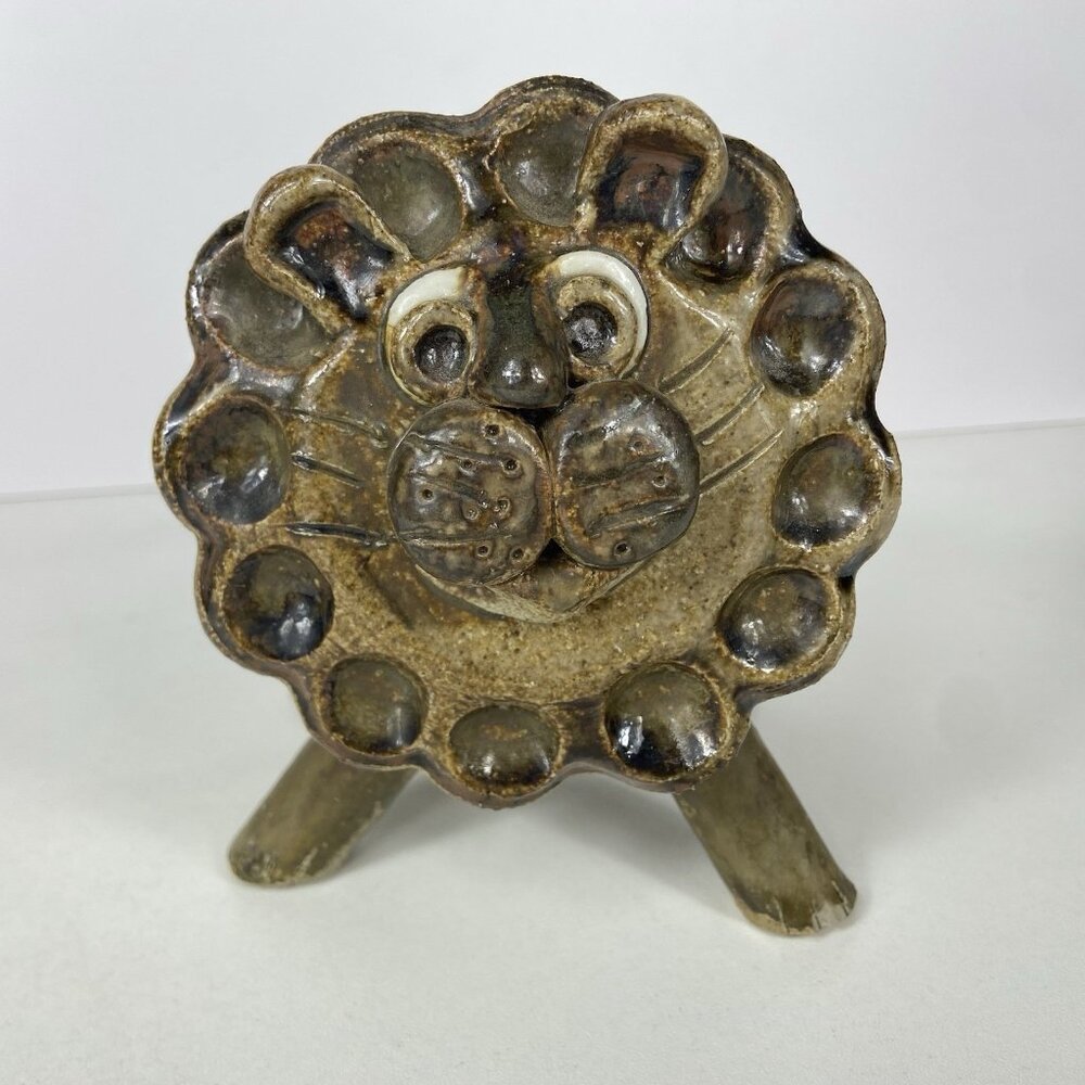 Vtg Studio Art Pottery Stoneware Lion 5” Tall Sculpture MCM Abstract Big Cat